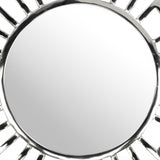 Silver Geometric Design Round Mirror