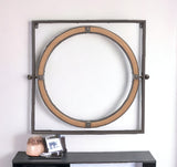 Gray Metal Nautical Round Mirror