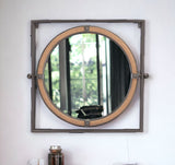 Gray Metal Nautical Round Mirror