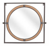 Gray Metal Nautical Round Mirror