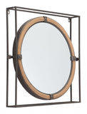 Gray Metal Nautical Round Mirror