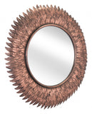 Bronze Leaf Round Framed Accent Mirror