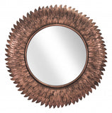 Bronze Leaf Round Framed Accent Mirror