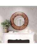 Bronze Leaf Round Framed Accent Mirror