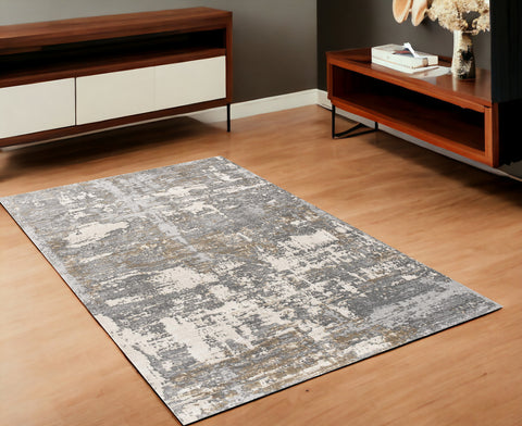 4’ X 6’ Beige And Gray Distressed Area Rug