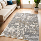 4’ X 6’ Beige And Gray Distressed Area Rug