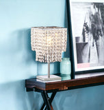 41" White Metal Bedside Table Lamp With Clear Novelty Shade