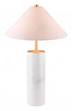 55" White Metal Bedside Table Lamp With Beige Empire Shade