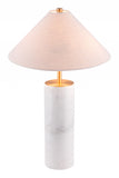 55" White Metal Bedside Table Lamp With Beige Empire Shade