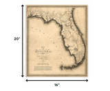 24" X 28" C1823 Early Map Of Florida  Vintage  Poster Wall Art