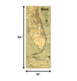 16" X 36" Map Of Jacksonville Florida Vintage Poster Wall Art