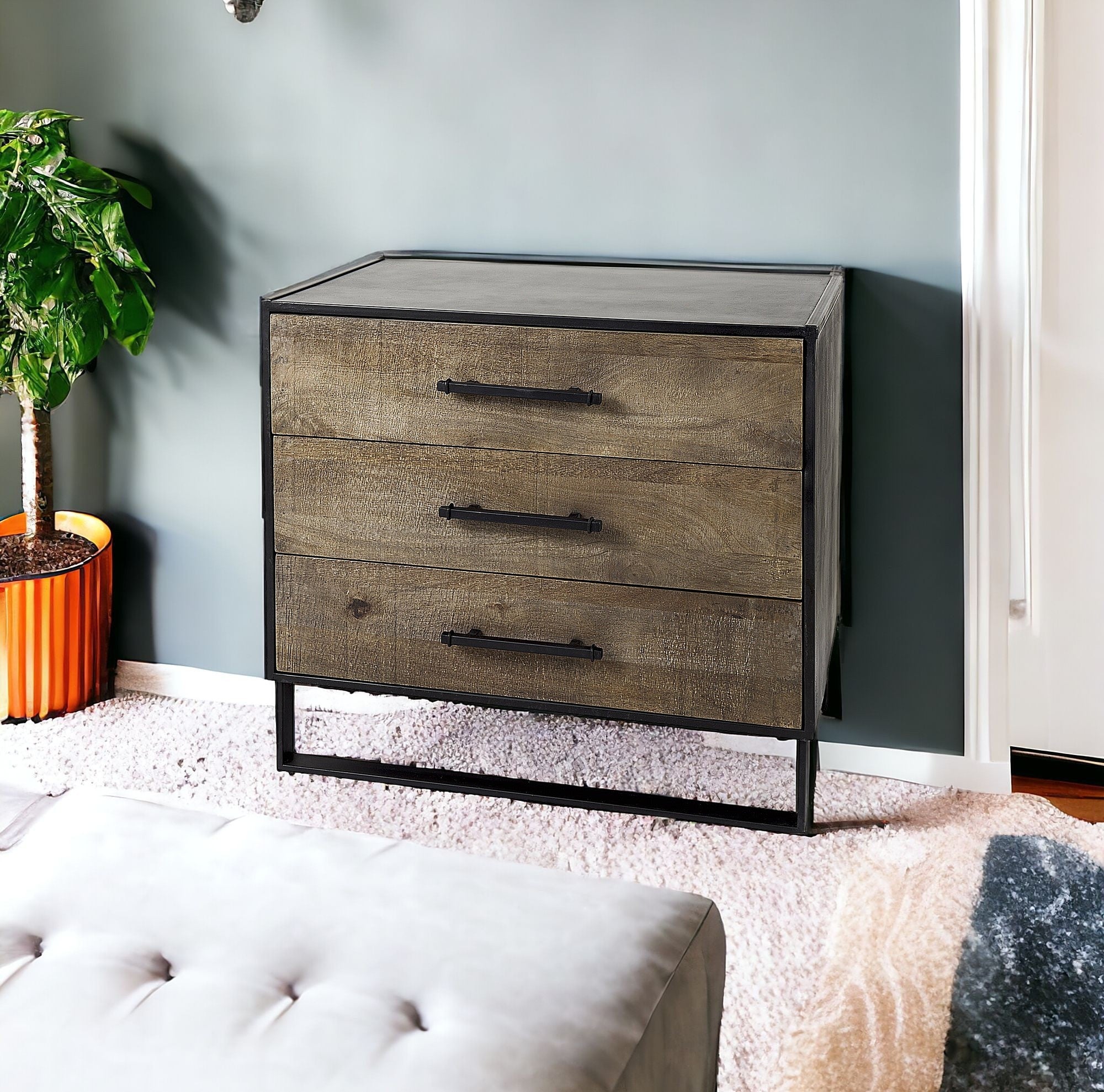 Modern Rustic Light Brown Wooden Cabinet