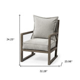 Wooden Accent Chair With Ash Gray Cushions