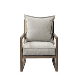 Wooden Accent Chair With Ash Gray Cushions