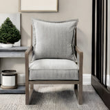 Wooden Accent Chair With Ash Gray Cushions