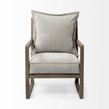 Wooden Accent Chair With Ash Gray Cushions