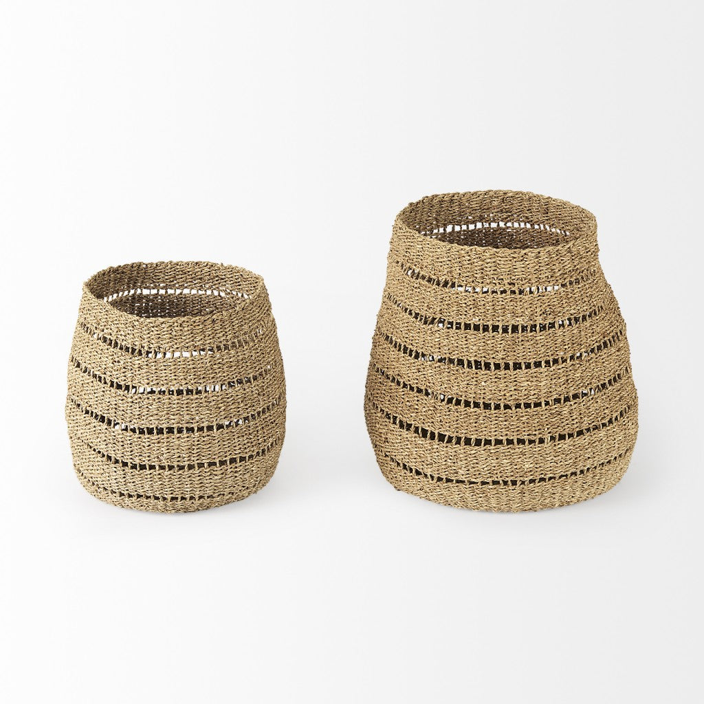 Set Of Two Woven Wicker  Storage Baskets