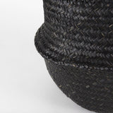 Set Of Three Black Wicker Storage Baskets