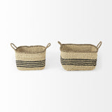 Set Of Two Striped Wicker Storage Baskets