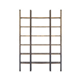 90" Brown Wood and Iron Six Tier Shelving Unit