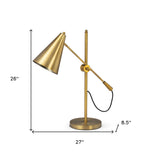 26" Gold Lamp Base LED With Gold Shade