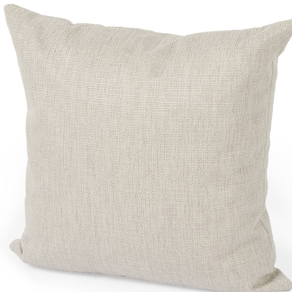 Neutral Sand Basket Weave Accent Throw Pillow