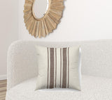 Off White Pillow Cover With Brown Stripes