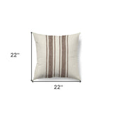 Off White Pillow Cover With Brown Stripes