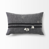 Dark Gray Detailed Lumbar Throw Pillow Cover