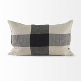 Beige And Black Plaid Pattern Lumbar Throw Pillow Cover