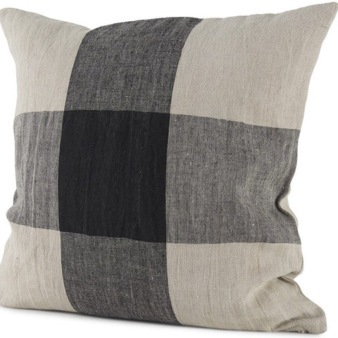 Beige And Black Plaid Pattern Throw Pillow Cover