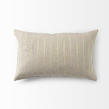 Beige And Gold Striped Lumbar Pillow Cover