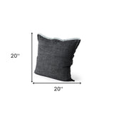 Dark Gray Fringed Throw Pillow Cover