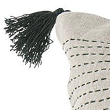 Beige And Dark Green Dotted Lumbar Pillow Cover
