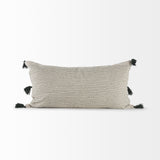 Beige And Dark Green Dotted Lumbar Pillow Cover