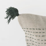 Beige And Dark Green Dotted Lumbar Pillow Cover