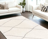 5’ X 8’ Ivory Modern Uneven Lattice Area Rug