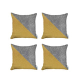 Set Of 4 White And Yellow Diagonal Pillow Covers
