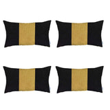 Set Of 4 Black And Yellow Lumbar Pillow Covers