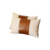 Set of Two 12" X 20" Ivory and Brown Throw Pillow Cover