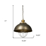 Rustic Gold Ton Metal Dome Hanging Light