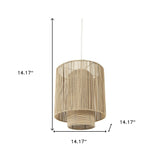 Natural Cane Cylindrical Hanging Pendant Light