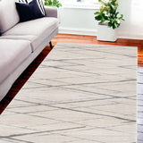 2' X 6' Gray Geometric Dhurrie Area Rug