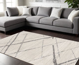 2' X 6' Gray Geometric Dhurrie Area Rug