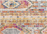 4' x 6' Orange and Ivory Southwestern Dhurrie Area Rug