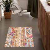4' x 6' Orange and Ivory Southwestern Dhurrie Area Rug