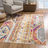 4' x 6' Orange and Ivory Southwestern Dhurrie Area Rug