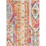 4' x 6' Orange and Ivory Southwestern Dhurrie Area Rug