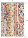 4' x 6' Orange and Ivory Southwestern Dhurrie Area Rug