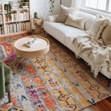 4' x 6' Orange and Ivory Southwestern Dhurrie Area Rug